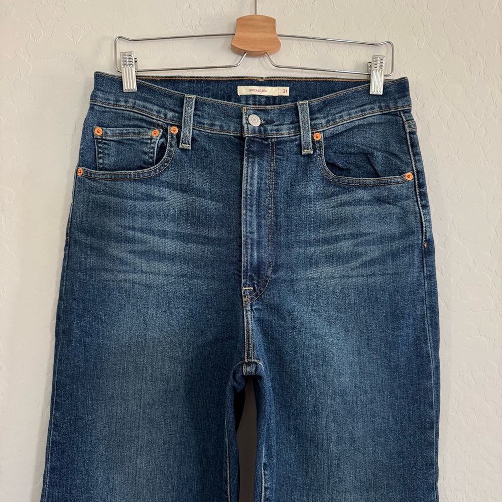 Levi's High Rise Blue Jeans Wide Leg Flare - Picture 6 of 15